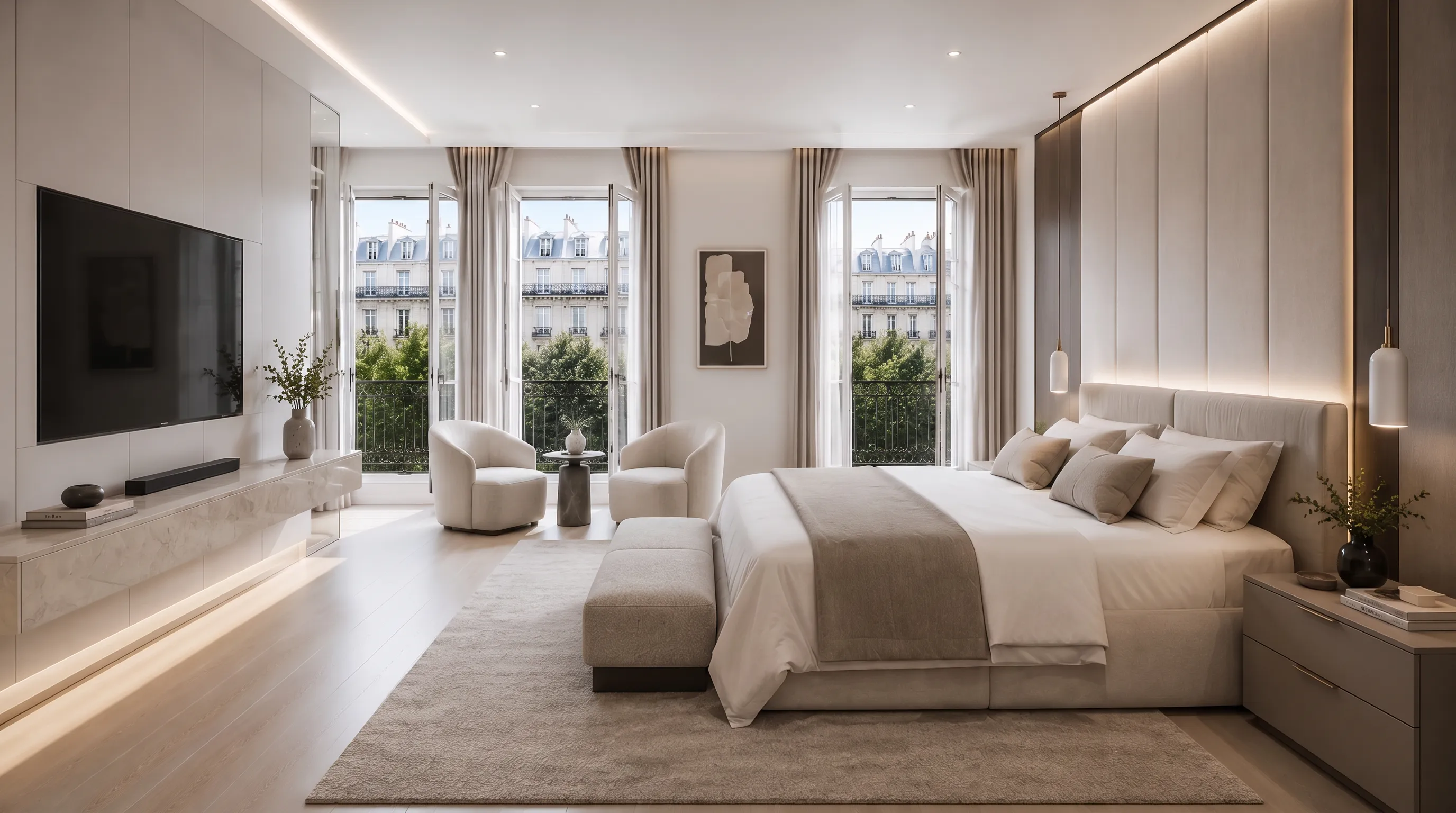 Atelier 22 — Dormitorio principal con balcón